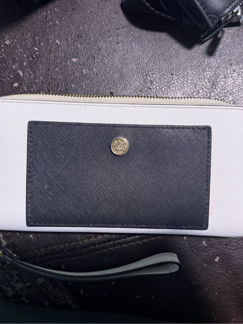 Micheal Kors Two-Tone Zip Wristlet Wallet - White & Black